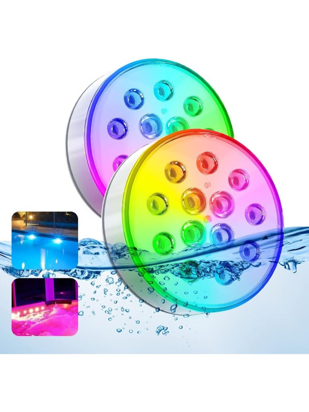 New Pool Lights, Upgraded Rechargeable Submersible LED Lights with Remote